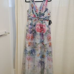 Adrianna Papell Floral Organza Dress